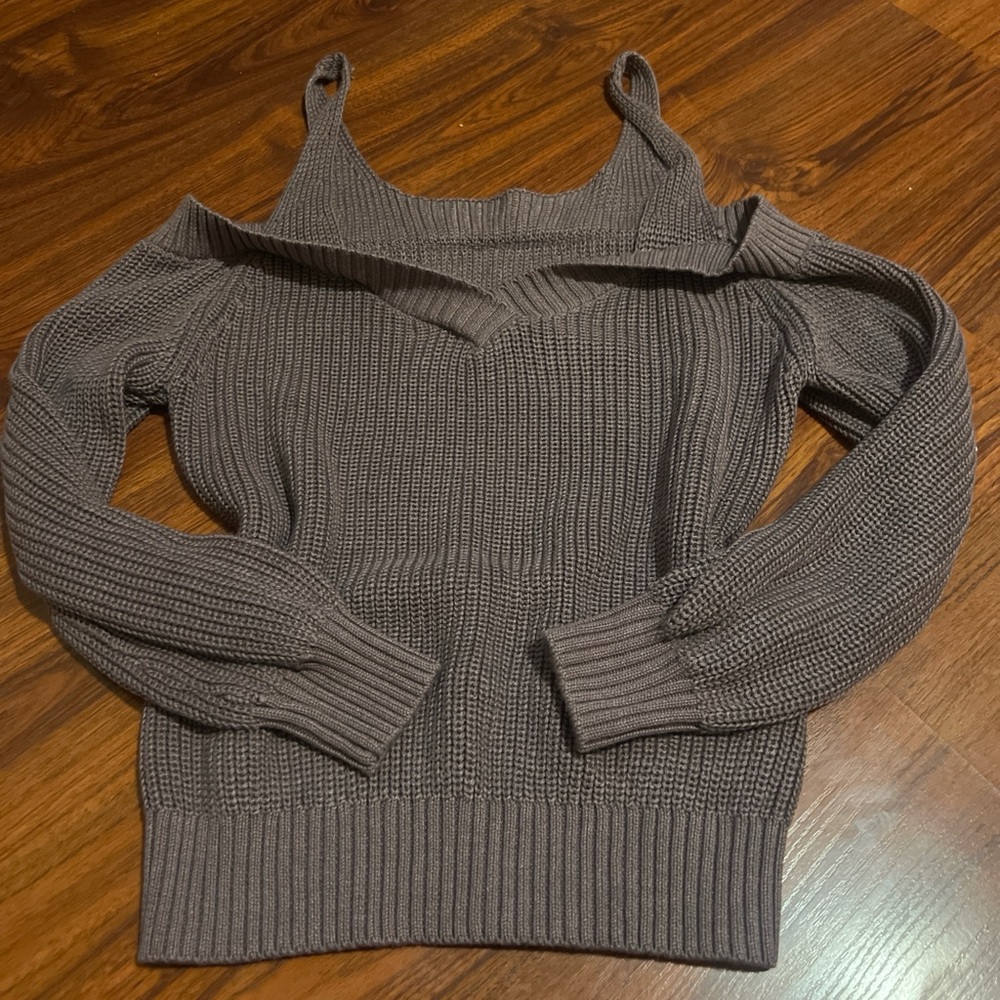 Elegant Off-the-Shoulder Sweater - Taupe